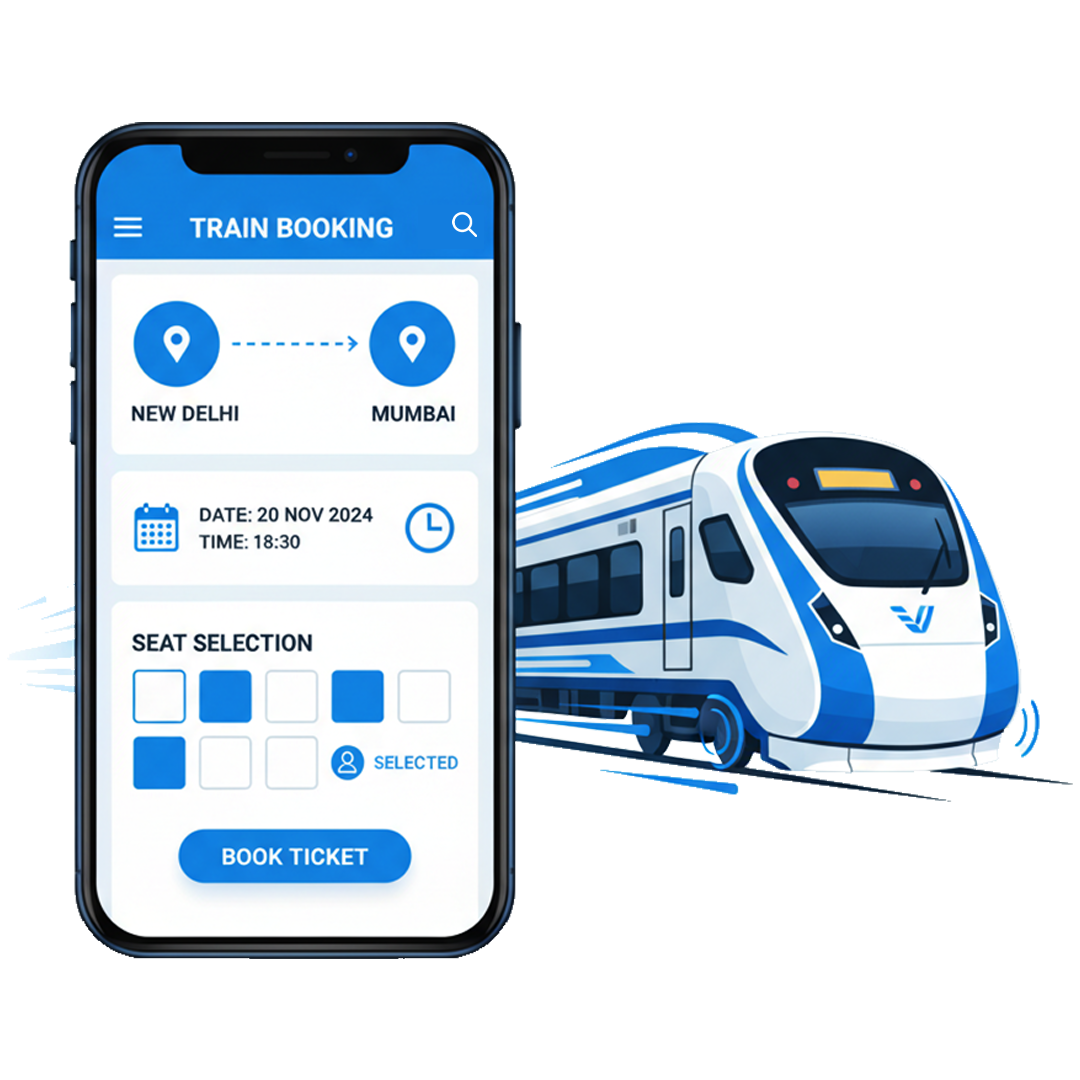 Indian railway booking API with PNR status tracking and seat confirmation.